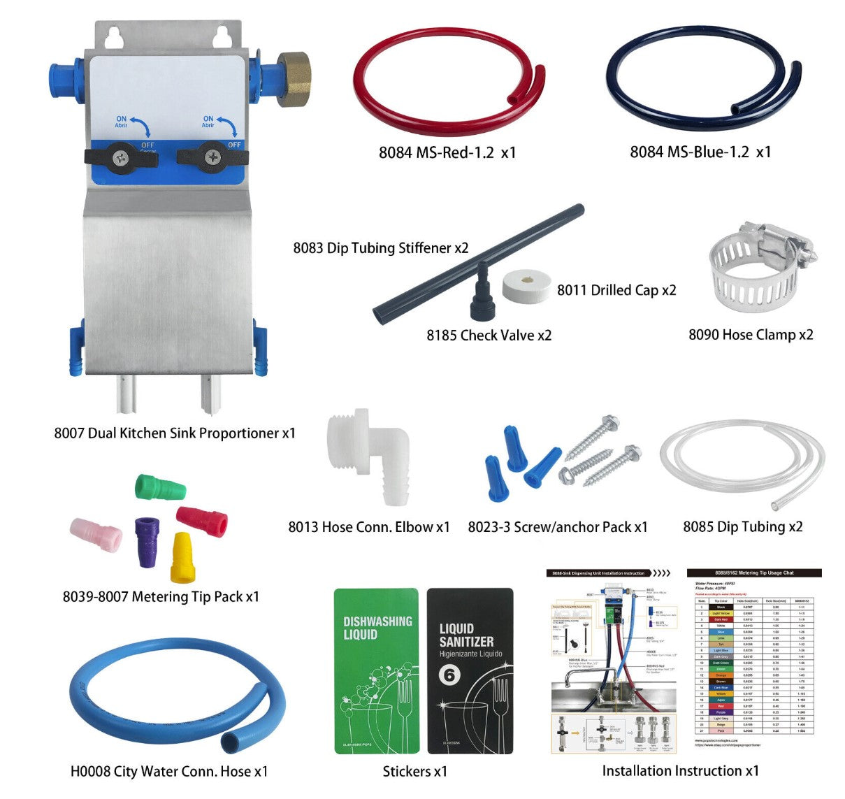 Dual Kitchen Sink Proportioner, W/Elastic Gap 8088E